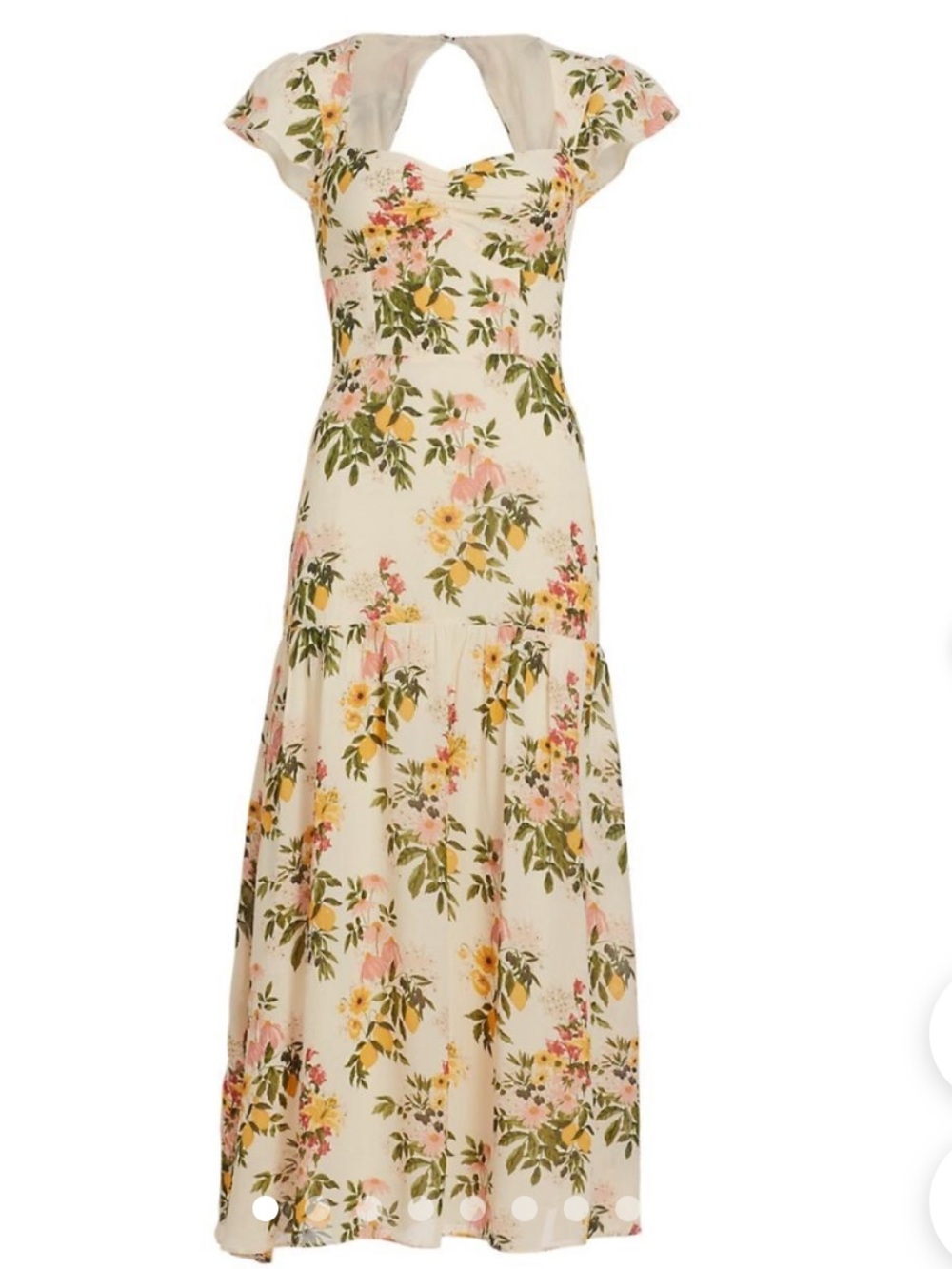 Reformation Cream Maxi Dress with Pink & Green Floral Print